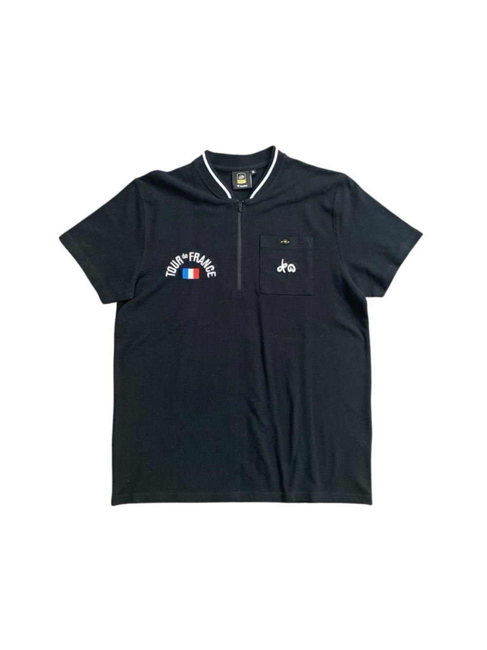 Tour de France Black Short Sleeve 1/4-Zip Men's Polo Shirt Size Medium